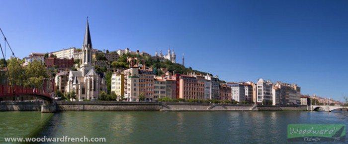 Lyon, France - Saône river, churches and buildings